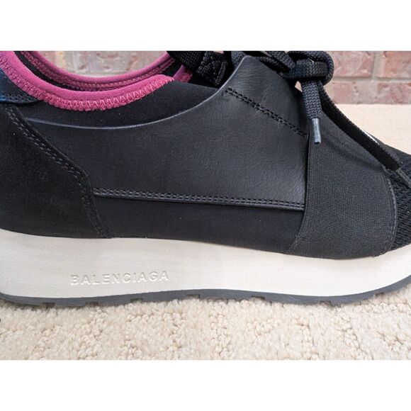 Balenciaga Shoes Women EU 39 US 8.5 Black Pink Race Runner Sneaker Made in Italy - Picture 5 of 12